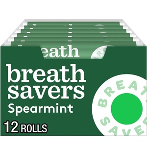 image:imageBREATH SAVERS Spearmint Flavored Sugar Free Breath Mints Rolls 75 oz Pack of 24075 Ounce Pack of 12
