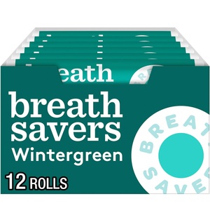 image:imageBREATH SAVERS Wintergreen Flavored Sugar Free Breath Mints Rolls 75 oz 12 Count Pack of 2075 Ounce Pack of 12
