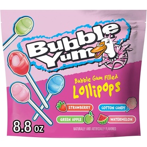image:imageBUBBLE YUM Assorted Bubble Gum Filled Lollipops Bag 88 oz88 Ounce Pack of 1