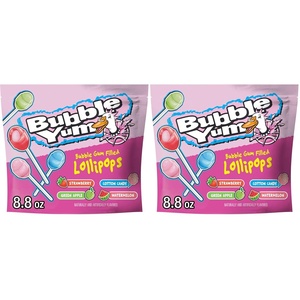 image:imageBUBBLE YUM Assorted Bubble Gum Filled Lollipops Bag 88 oz88 Ounce Pack of 2