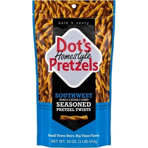 image:imageDots Pretzels Southwest Seasoned Pretzel Twists Snack Bag 16 oz16 Ounce Pack of 10