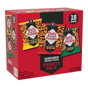 image:imageDots Pretzels Twists 3Flavor Snacks Variety Pack 18 countOriginal  Honey Mustard  Parmesan Garlic