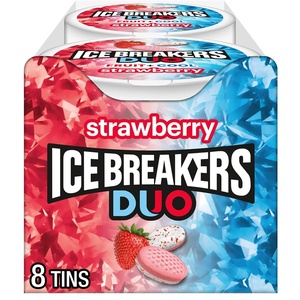 image:imageICE BREAKERS Duo Cool Strawberry SugarFree Mints Tins 13 oz 8 ct