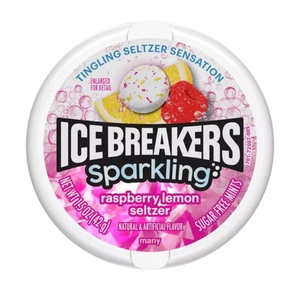 image:imageICE BREAKERS Sparkling Raspberry Lemon Seltzer Breath Mints Tins 15 oz 8 CountRaspberry Lemon Seltzer