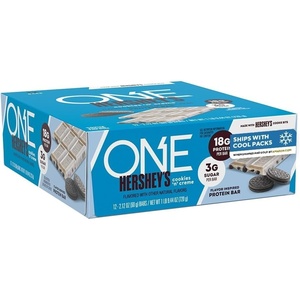 image:imageONE Reeses Peanut Butter Protein Bar 18g Protein 3g Sugar 12 ctCookies And Cream