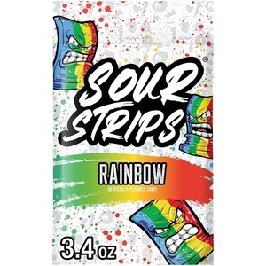 image:imageSOUR STRIPS Rainbow Flavored Chewy Candy Bag 34 oz1 Count Pack of 1