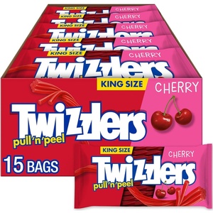 image:imageTWIZZLERS PULL N PEEL Cherry King Size Chewy Candy Packs 42 oz 15 Ct42 Ounce Pack of 15